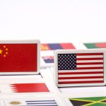 Usa flag and china flag