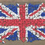 Flag of the United Kingdom in disorganized pieces of a puzzle.