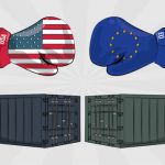 EU and USA trade war business concept vector illustration graphic design