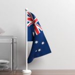 Glass ballot box and a small Australia flag. 3d illustration